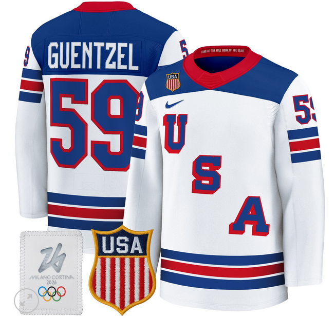 Men 2026 USA Olympic #59 Jake Guentzel white NHL Jersey